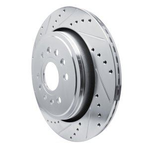 Jeep Grand Wagoneer L Brake Rotor (1) - Rear Left - R1 Concepts - Drilled & Slotted - Silver - `21-`25